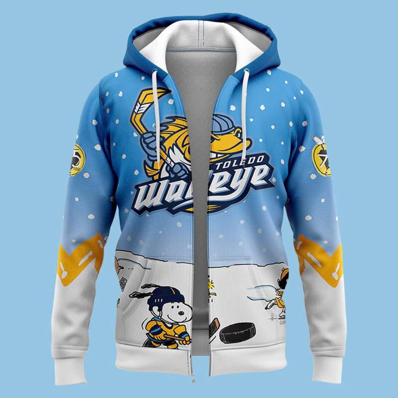 Toledo Walleye x Peanuts Night Limited Edition Pullover Zip Hoodie - Image 2