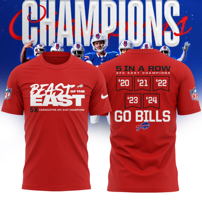 Buffalo Bills Nike 2024 AFC East Division Champions Tee (Blue, Red, Gray, Black) - Image 4