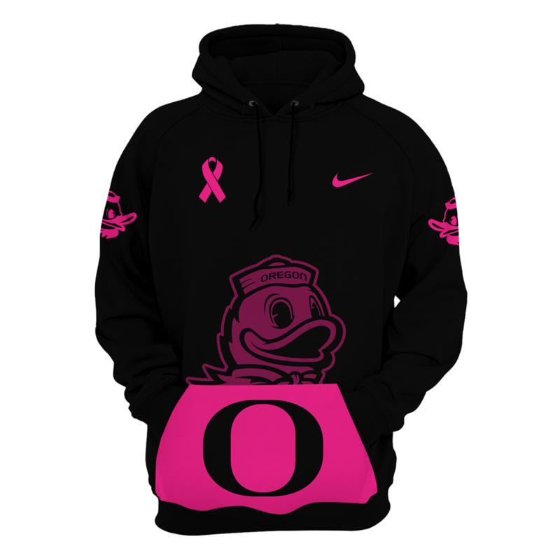Women’s Nike Black Oregon Ducks Football 2024 Breast Cancer Hoodie - Image 3