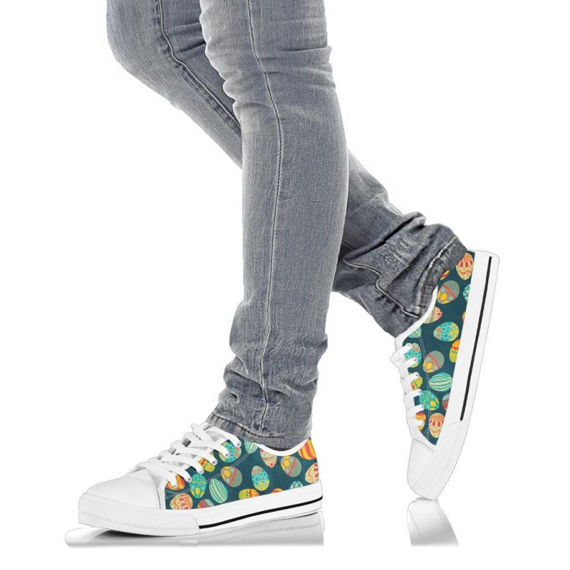Print Design White Bottom Low Top Shoes - Image 4