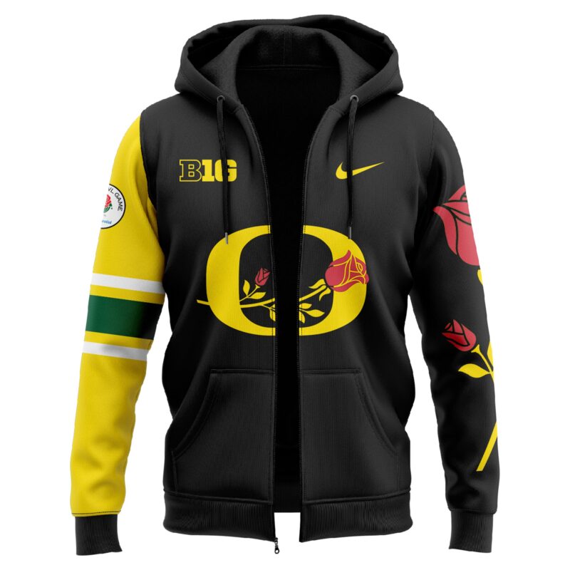 Oregon Ducks Rose Bowl Game 2024 Limited Zip Hoodie - Image 2