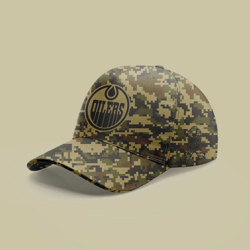 Men’s Nike Edmonton Oilers 2024 Camo Salute to Service Premium Limited Club Fleece Pullover Hoodie - Image 4