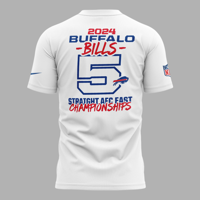 Buffalo Bills 5 Straight AFC East Division Champions T-Shirt - Image 3