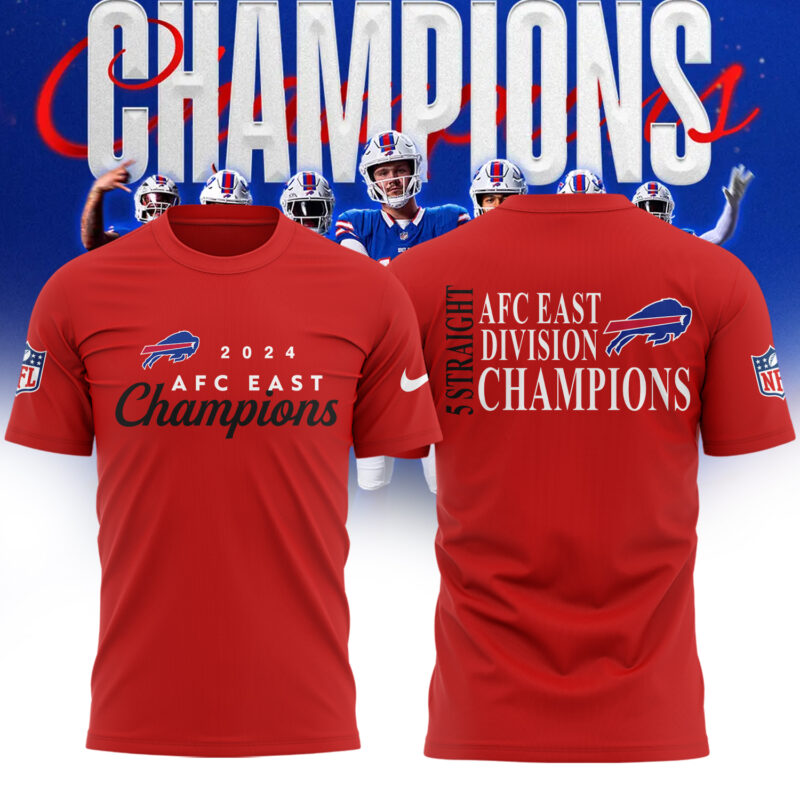 Buffalo Bills Nike 2024 AFC East Division Champions Tee (Blue, Red, Gray, Black) - Image 4