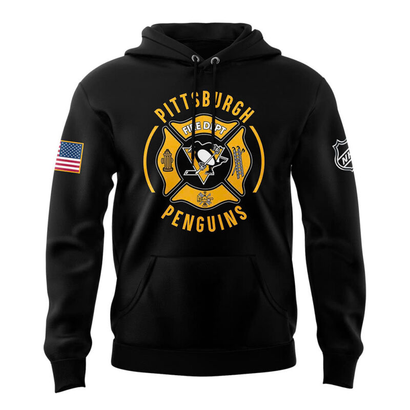 Pittsburgh Penguins x 2024 Firefighter Appreciation Night Premium Limited Pullover Hoodie - Image 2
