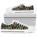Floral Pattern Print Design White Bottom Low Top Shoes