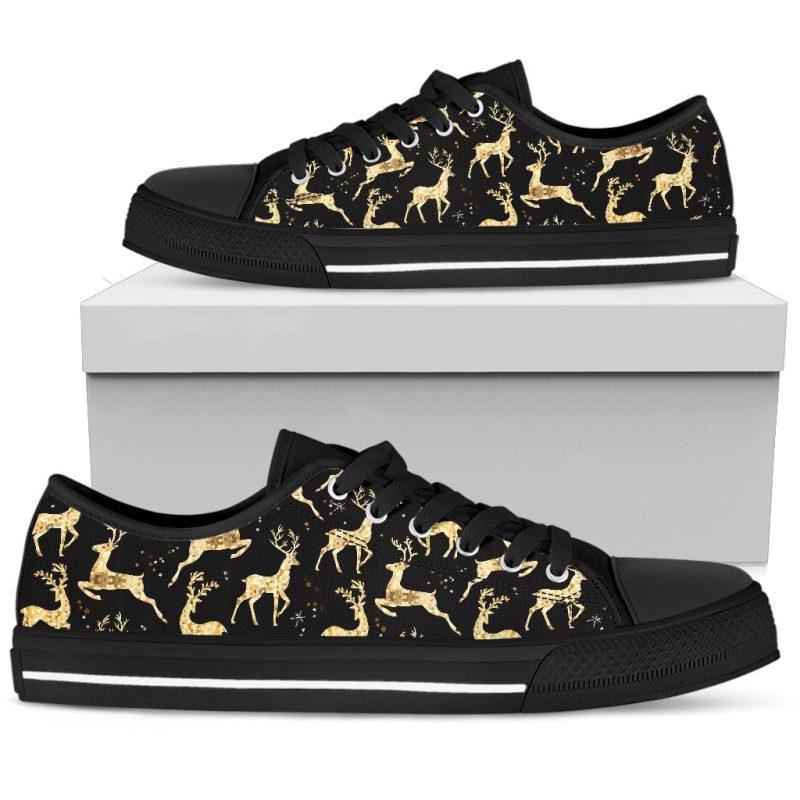 Gold Pattern Women Low Top Shoes - Image 2