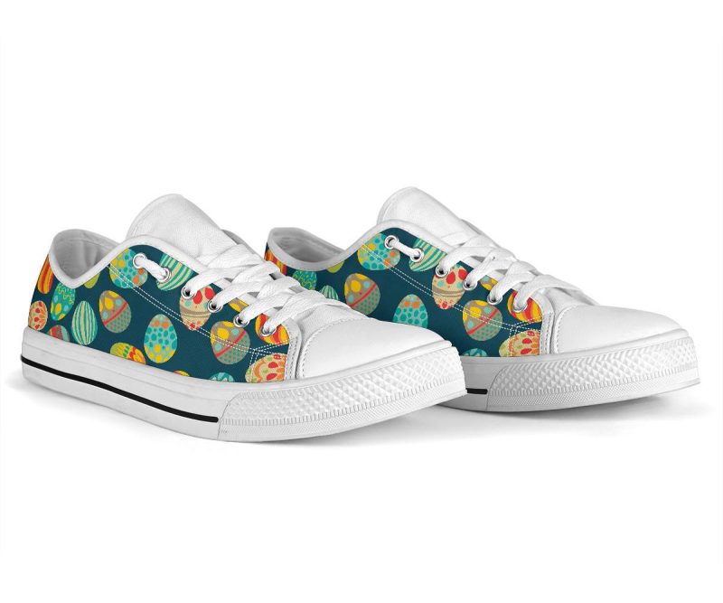 Print Design White Bottom Low Top Shoes - Image 3