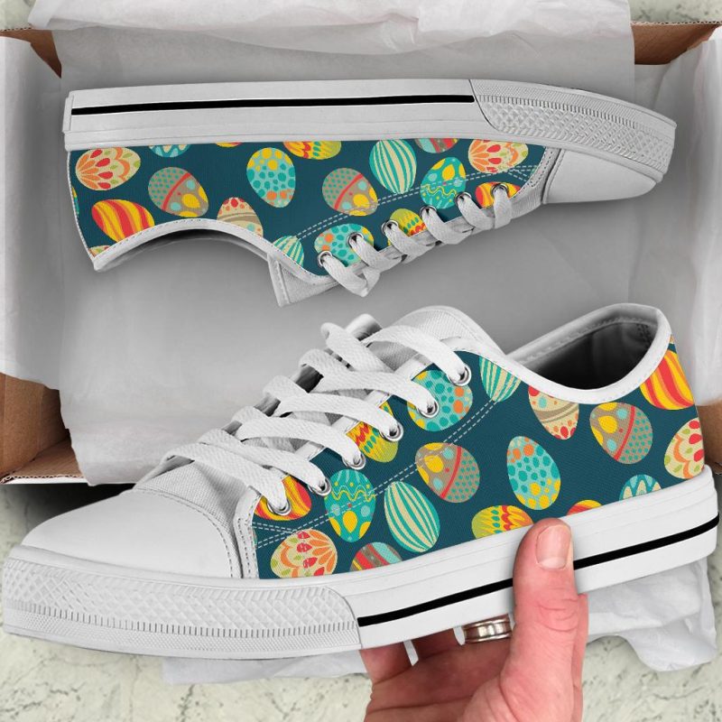 Print Design White Bottom Low Top Shoes - Image 5