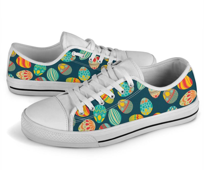 Print Design White Bottom Low Top Shoes - Image 2