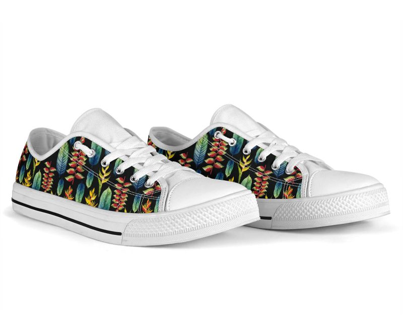Floral Pattern Print Design White Bottom Low Top Shoes - Image 2