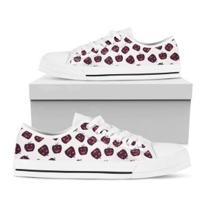Purple Pumpkin Pattern Print White Low Top Shoes