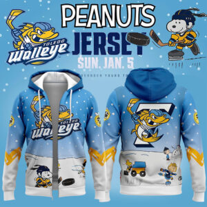 Toledo Walleye x Peanuts Night Limited Edition Pullover Zip Hoodie