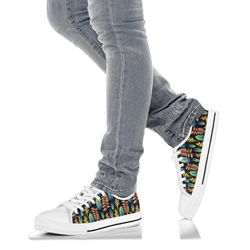 Floral Pattern Print Design White Bottom Low Top Shoes - Image 3
