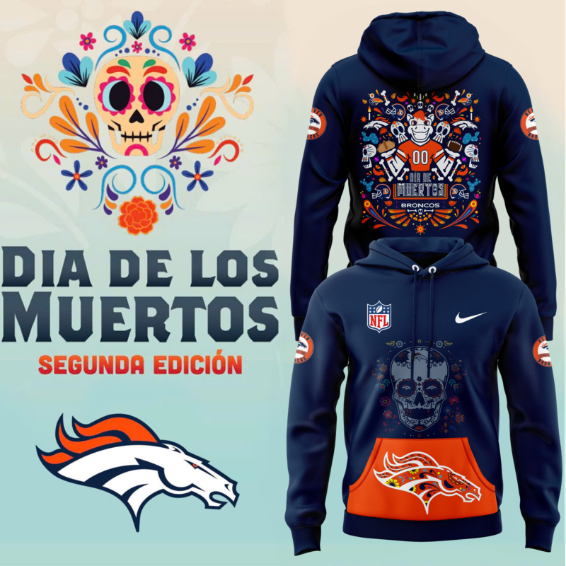 Denver Broncos 2024 MLB Dia De Los Muertos Premium Limited Hoodie V2