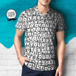 Men's Custom Face Polo Shirt Blue Stripes with Pineapples Personalized Hawaiian Golf Shirts