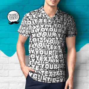 Men's Custom Face Polo Shirt Blue Stripes with Pineapples Personalized Hawaiian Golf Shirts