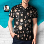 Men's Custom Face Polo Shirt Pink Leaves Personalized Hawaiian Golf Shirts