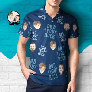 Custom Face Polo Shirt Personalized Photo Polo Shirt Dad You Rock Gift for Dad