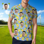 Men's Custom Face Polo Shirt Striped Style Personalized Hawaiian Golf Shirts