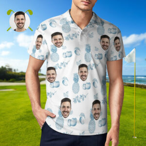 Custom Face Polo Shirt with Zipper Men's Polo Shirt for Boyfriend or Husband