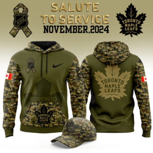 Men’s Nike Toronto Maple Leafs 2024 Camo Salute to Service Club Premium Limited Fleece Pullover Hoodie