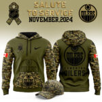 Men’s Nike Edmonton Oilers 2024 Camo Salute to Service Premium Limited Club Fleece Pullover Hoodie