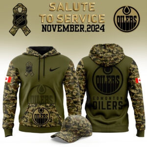 Men’s Nike Edmonton Oilers 2024 Camo Salute to Service Premium Limited Club Fleece Pullover Hoodie