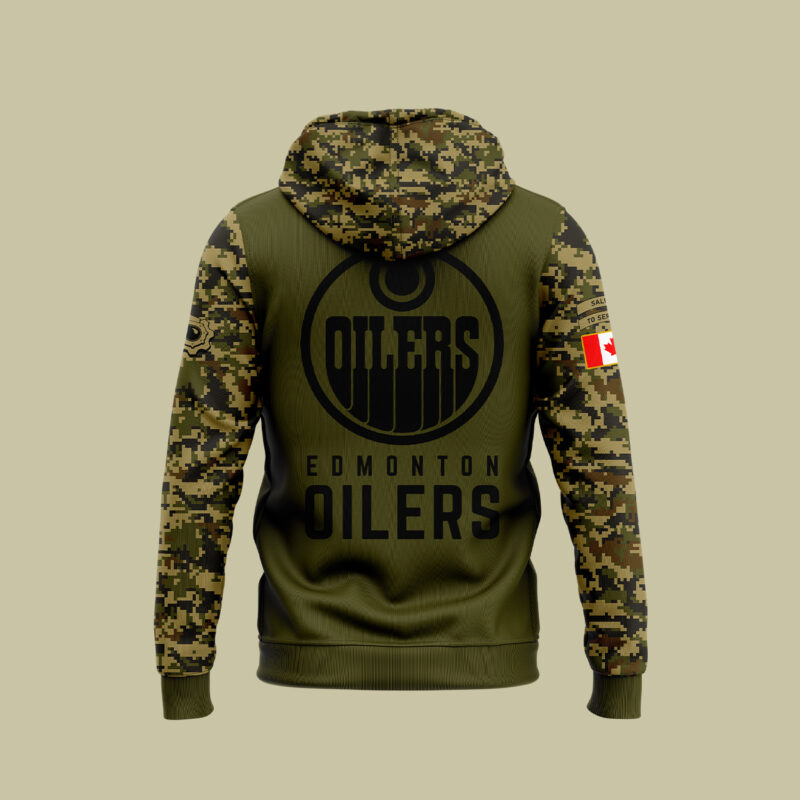 Men’s Nike Edmonton Oilers 2024 Camo Salute to Service Premium Limited Club Fleece Pullover Hoodie - Image 3