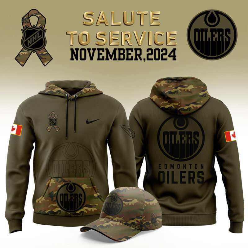 Men’s Nike Edmonton Oilers 2024 Camo Salute to Service Club Fleece Pullover Hoodie