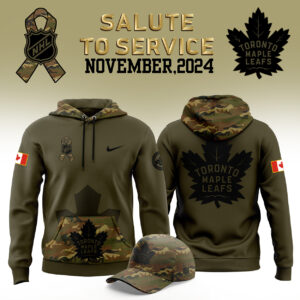 Men’s Nike Toronto Maple Leafs 2024 Camo Salute to Service Club Fleece Pullover Hoodie