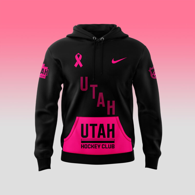 Men’s Nike Utah Hockey Club 2024 NHL Breast Cancer Awareness Month Pullover Hoodie - Image 2