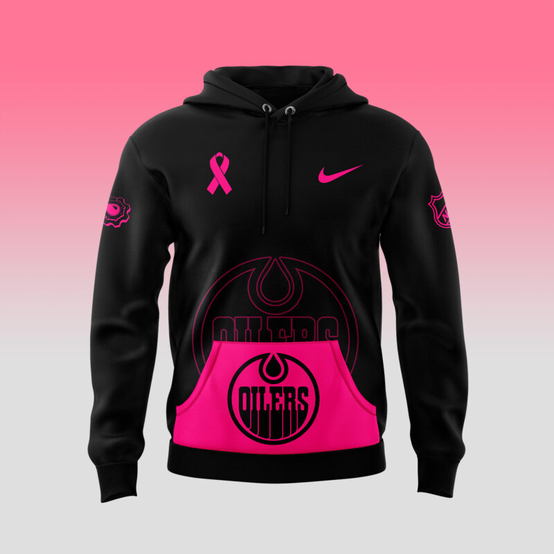 Men’s Nike Edmonton Oilers 2024 NHL Breast Cancer Awareness Month Pullover Hoodie - Image 2