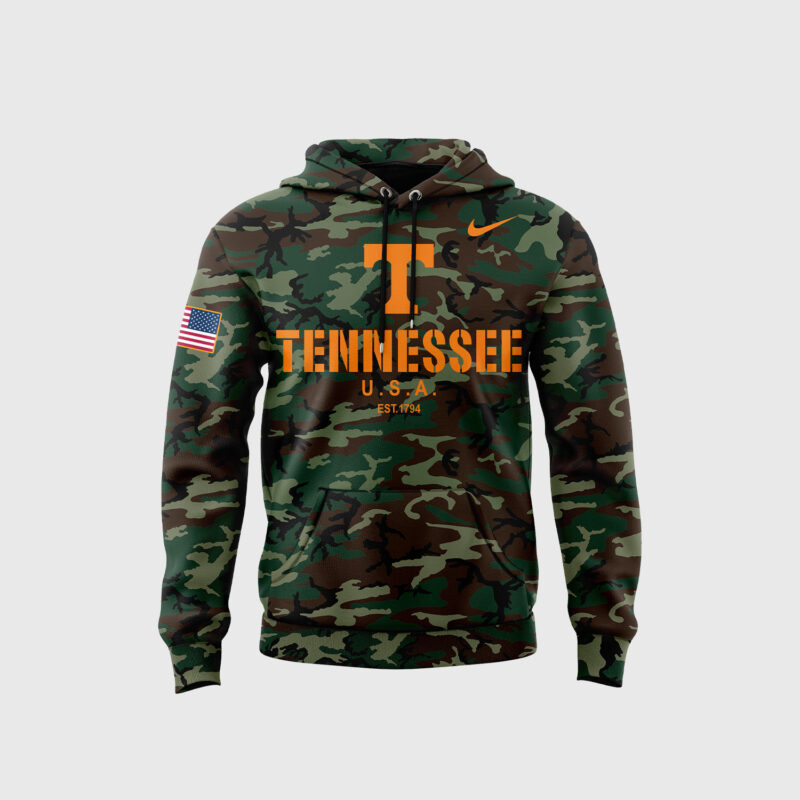 Limited Tennessee Football Nike Camo 2024 Salute to Service Club Fleece Pullover Hoodie - Image 2