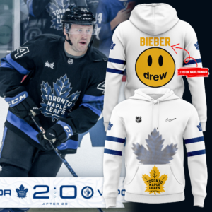 Toronto Maple Leafs 2024 NHL Justin Bieber Hoodie (White)