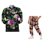 Combo Personalized Beautiful Purple Floral Jacket and Sweatpants