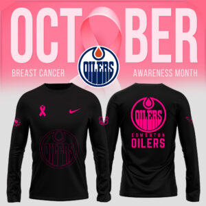 Unisex Nike Edmonton Oilers 2024 NHL Breast Cancer Awareness Month Long Sleeve Shirt