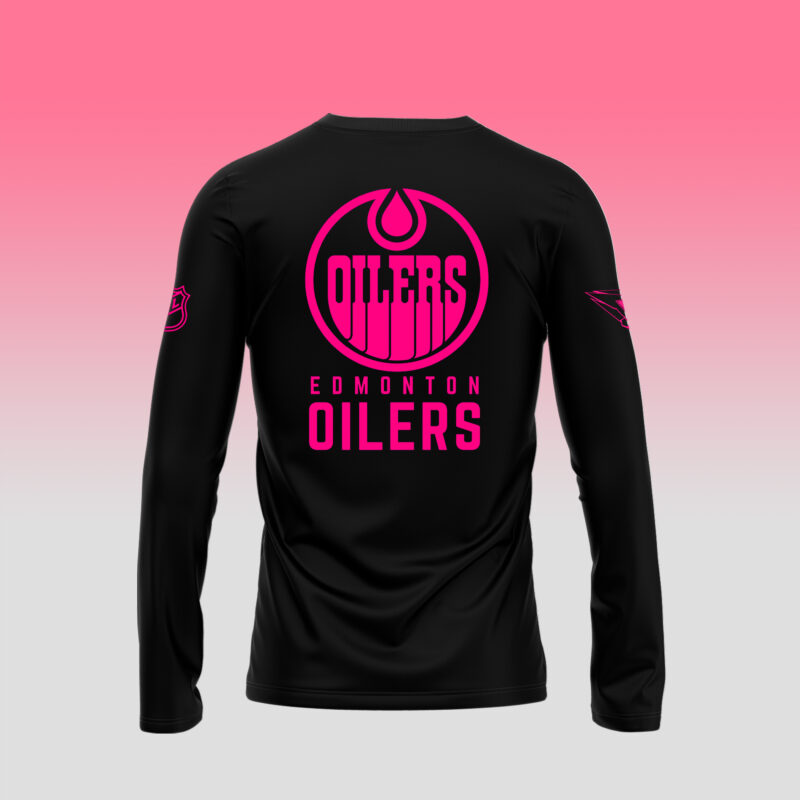 Unisex Nike Edmonton Oilers 2024 NHL Breast Cancer Awareness Month Long Sleeve Shirt - Image 3
