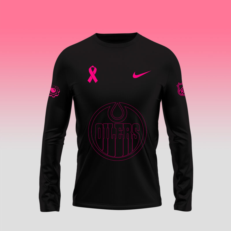 Unisex Nike Edmonton Oilers 2024 NHL Breast Cancer Awareness Month Long Sleeve Shirt - Image 2