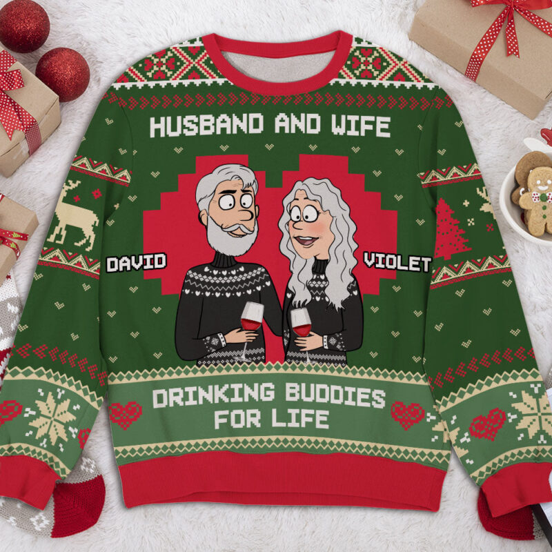 Drink Buddies - Personalized Custom All-Over-Print Sweater - Image 3