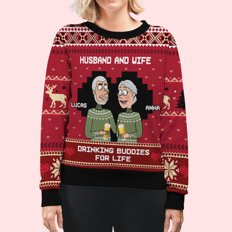Drink Buddies - Personalized Custom All-Over-Print Sweater - Image 4