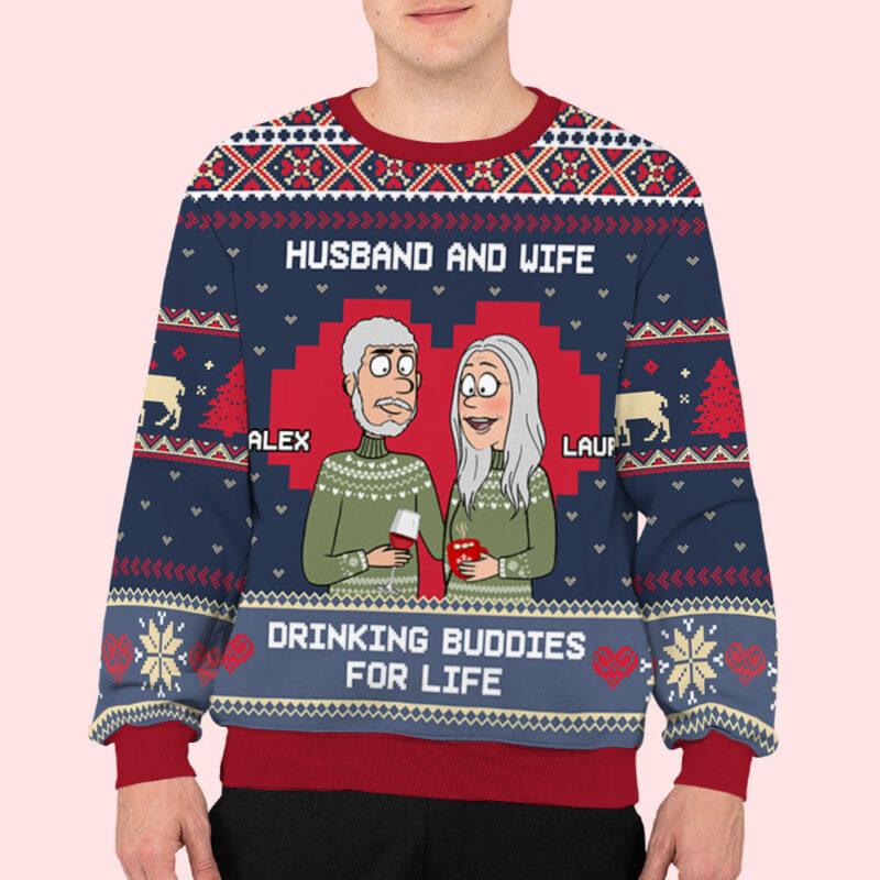 Drink Buddies - Personalized Custom All-Over-Print Sweater - Image 5