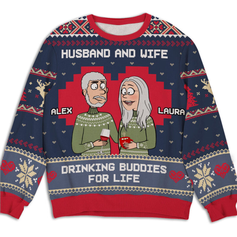 Drink Buddies - Personalized Custom All-Over-Print Sweater - Image 2