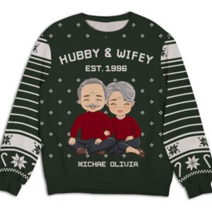 Hubby Wifey - Personalized Custom All-Over-Print Sweater