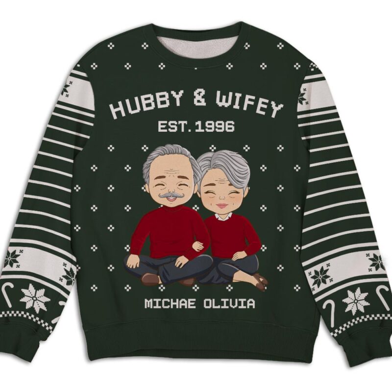 Hubby Wifey - Personalized Custom All-Over-Print Sweater