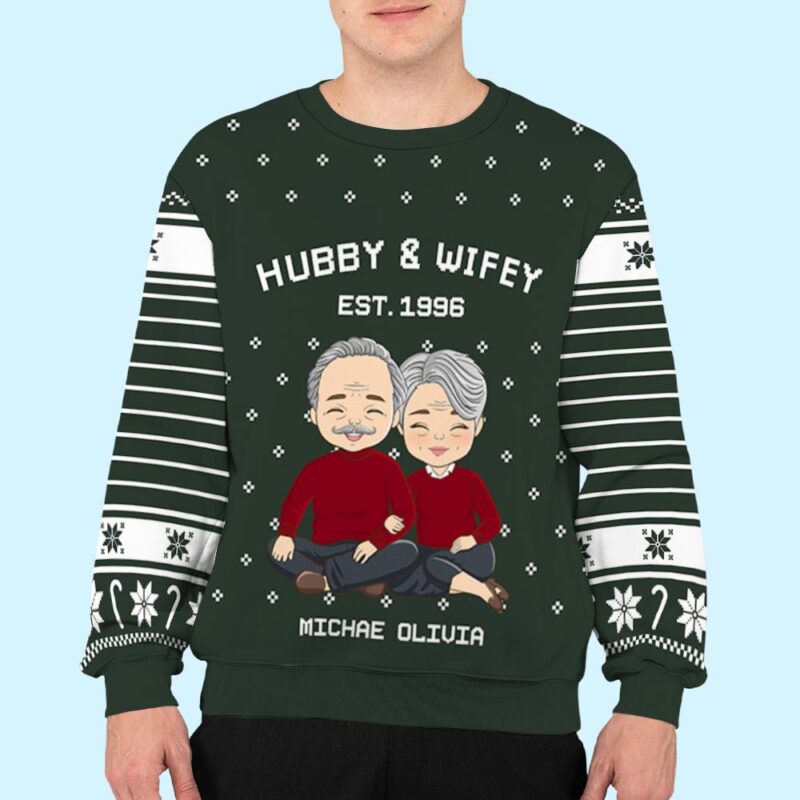Hubby Wifey - Personalized Custom All-Over-Print Sweater - Image 3