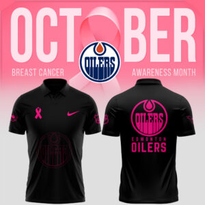 Edmonton Oilers 2024 NHL Breast Cancer Awareness Month Polo