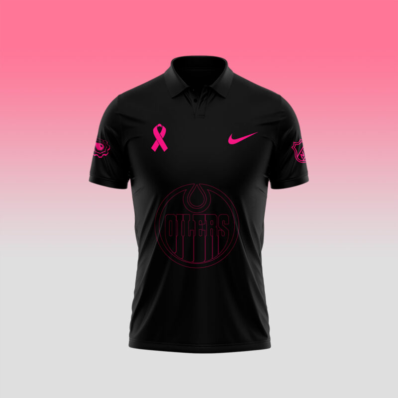 Edmonton Oilers 2024 NHL Breast Cancer Awareness Month Polo - Image 2