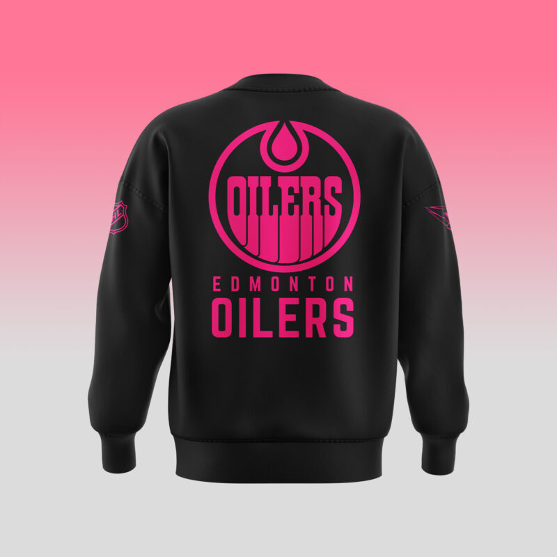 Unisex Nike Pro Edmonton Oilers 2024 NHL Breast Cancer Awareness Month Sweatshirt - Image 3