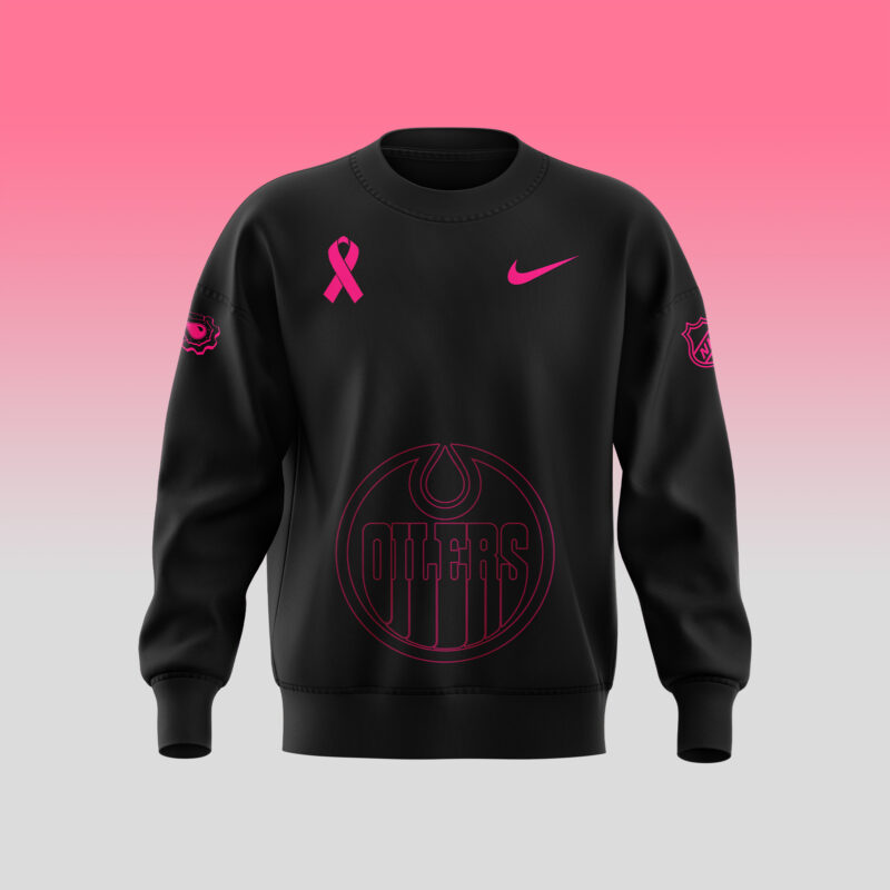 Unisex Nike Pro Edmonton Oilers 2024 NHL Breast Cancer Awareness Month Sweatshirt - Image 2